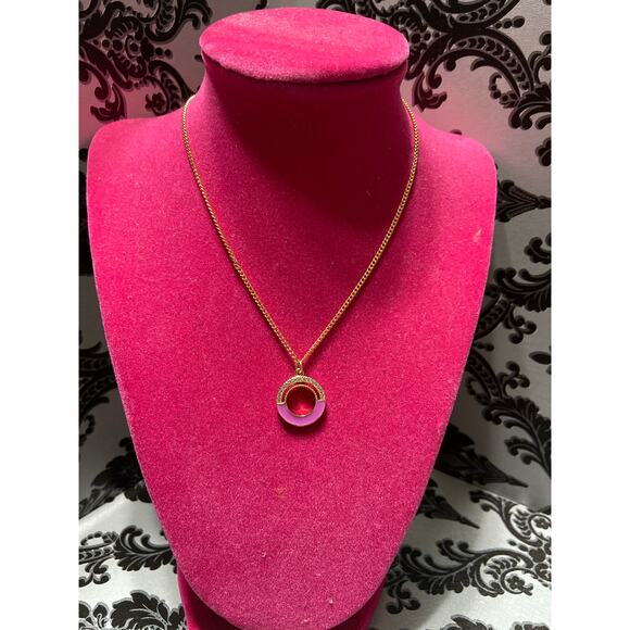 Melania Clara art deco orchid circle pendant necklace - Picture 2 of 4